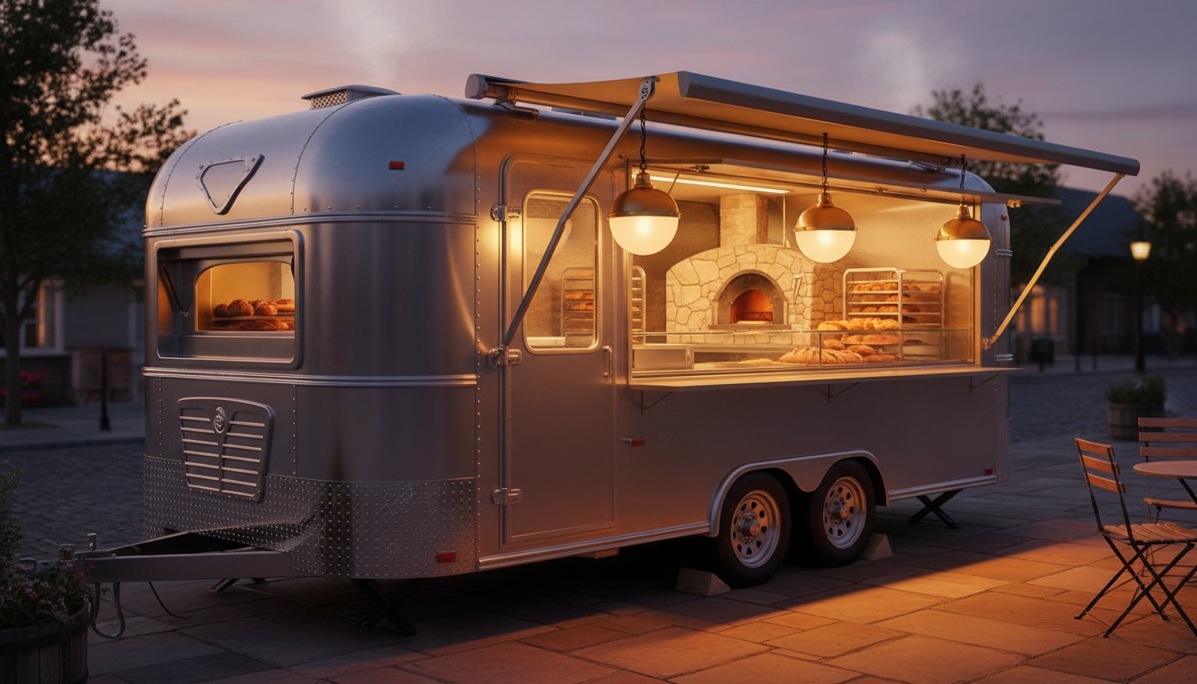 Stone deck oven for concession trailer Stone deck oven inside a concession trailer