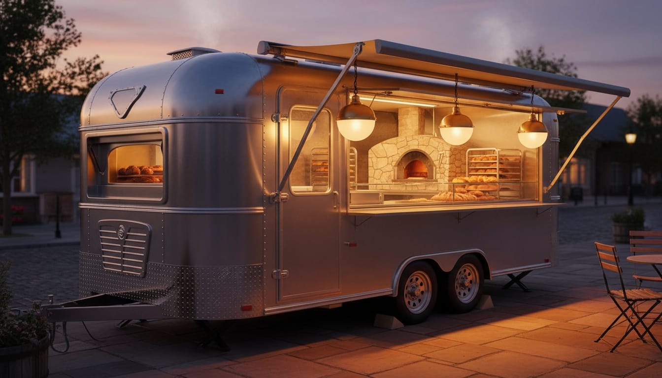 Stone deck oven for concession trailer Stone deck oven inside a concession trailer