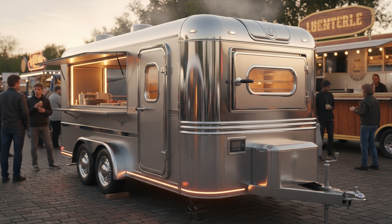 Gas pizza oven for concession trailer Gas pizza oven in a concession trailer service window