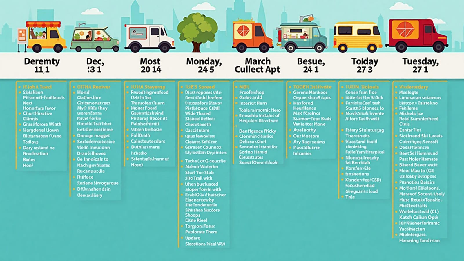 Food truck launch timeline with calendar and checklist