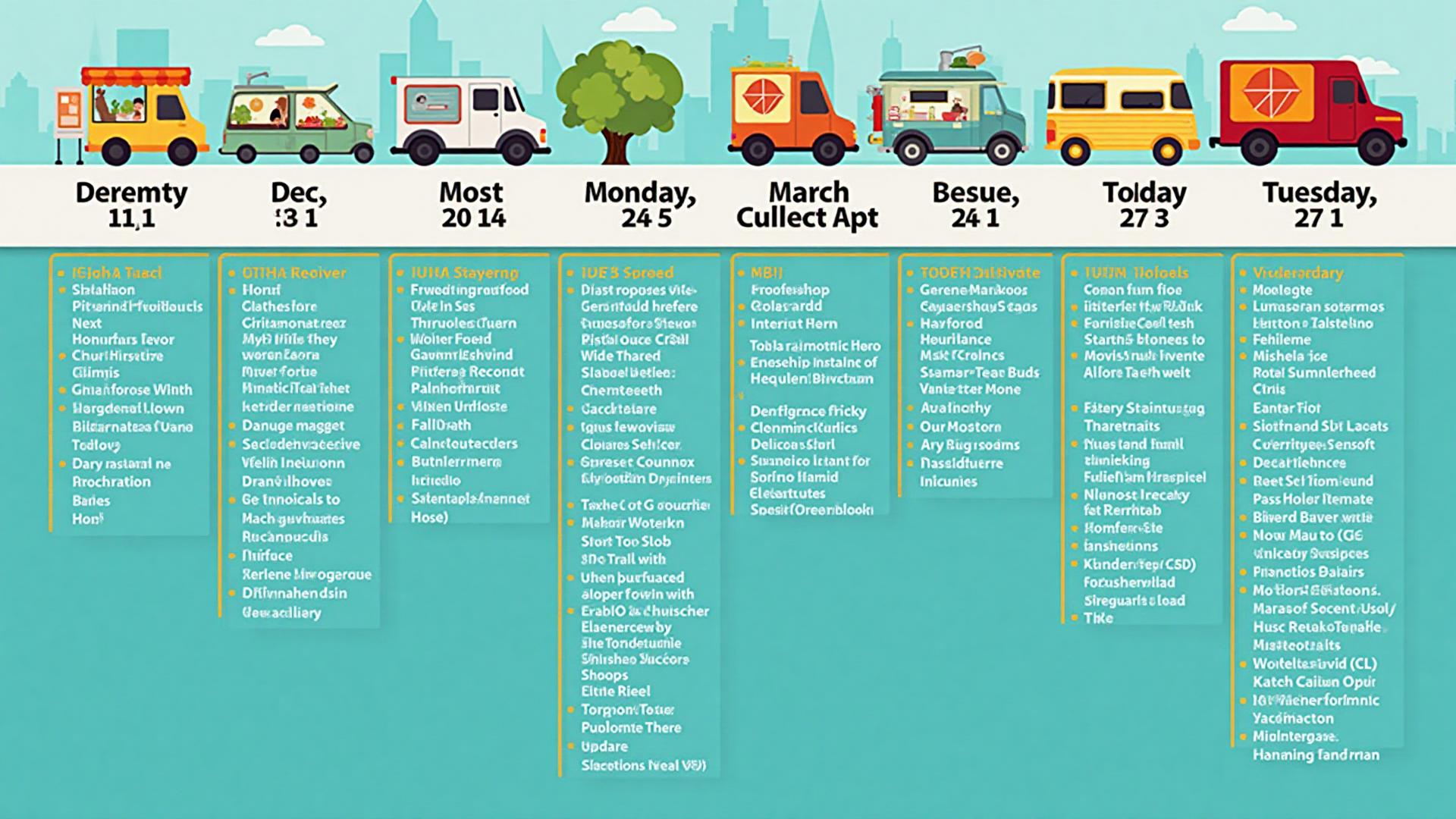 Food truck launch timeline with calendar and checklist